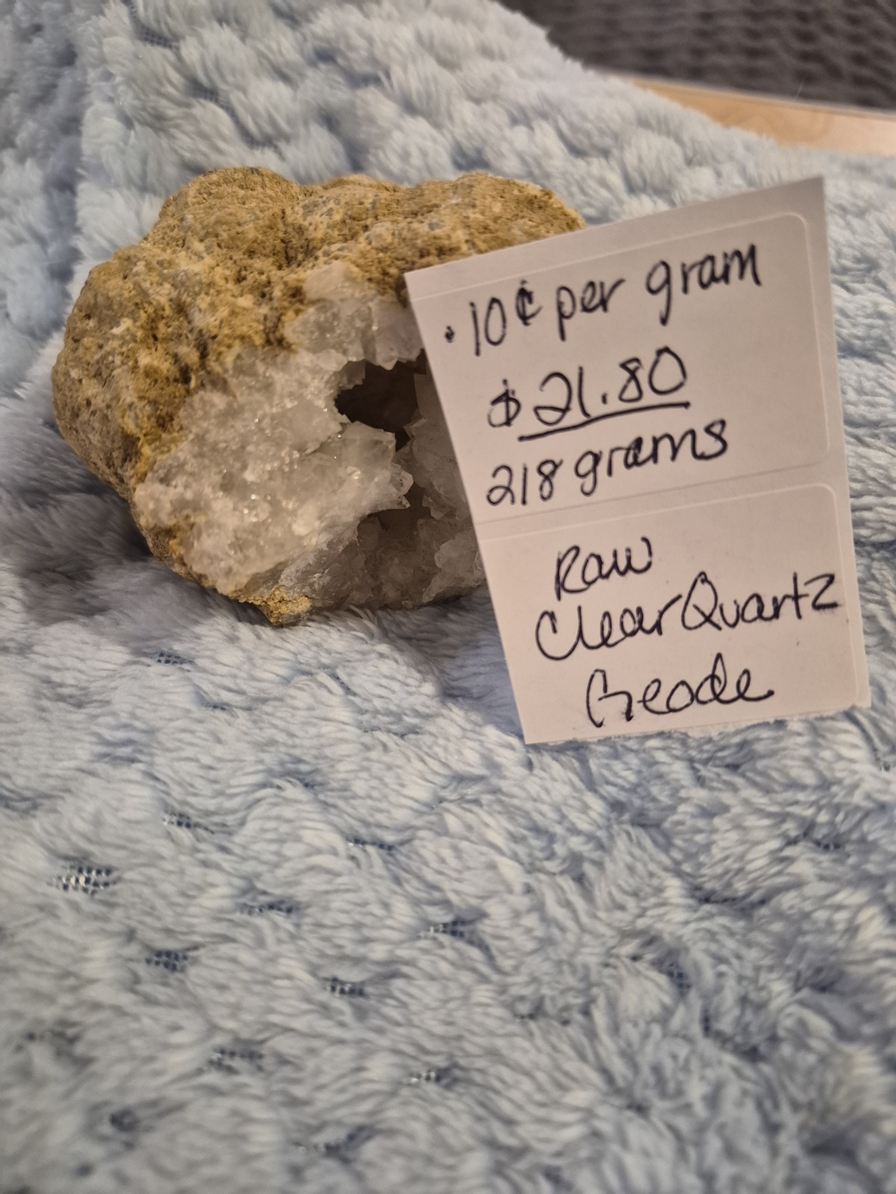 Raw Clear Quartz Geode - Natural White and Crystal Accent